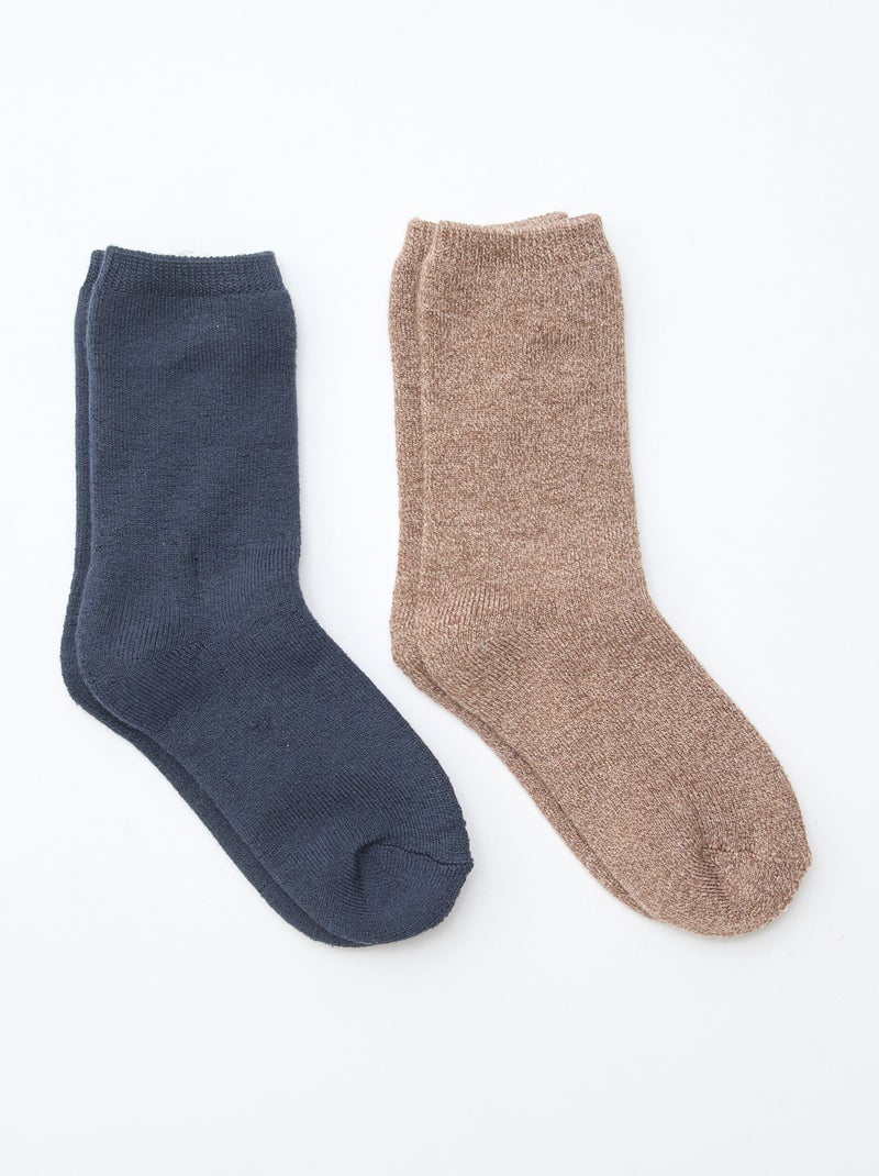 Lot de 2 paires de chaussettes thermiques Marron - Kiabi