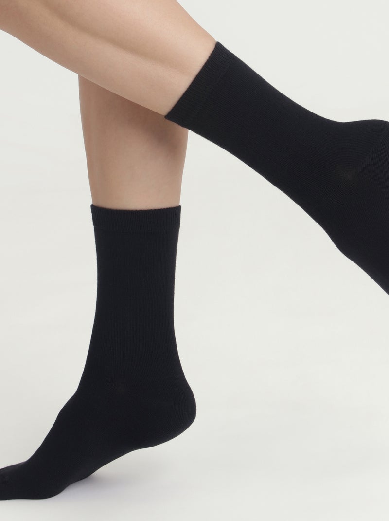 Lot de 2 paires de Chaussettes Thermo Polaire Noir - Kiabi