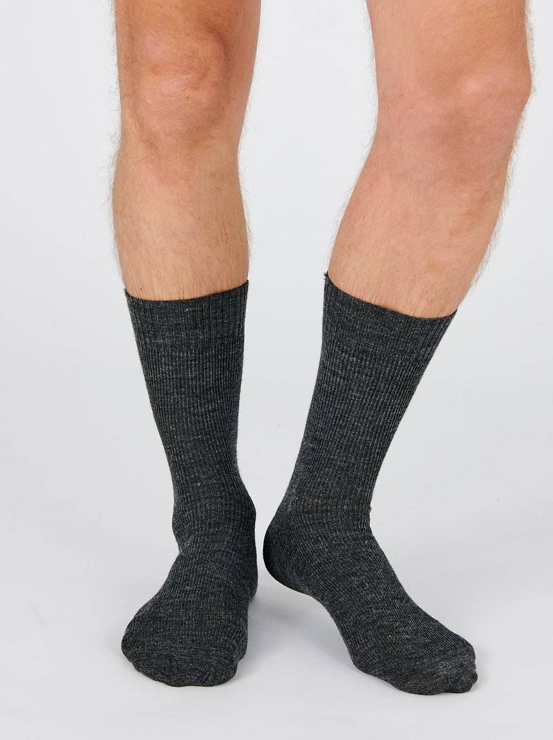 Lot de 2 paires de chaussettes Thermolactyl maille laineuse - Damart Gris - Kiabi