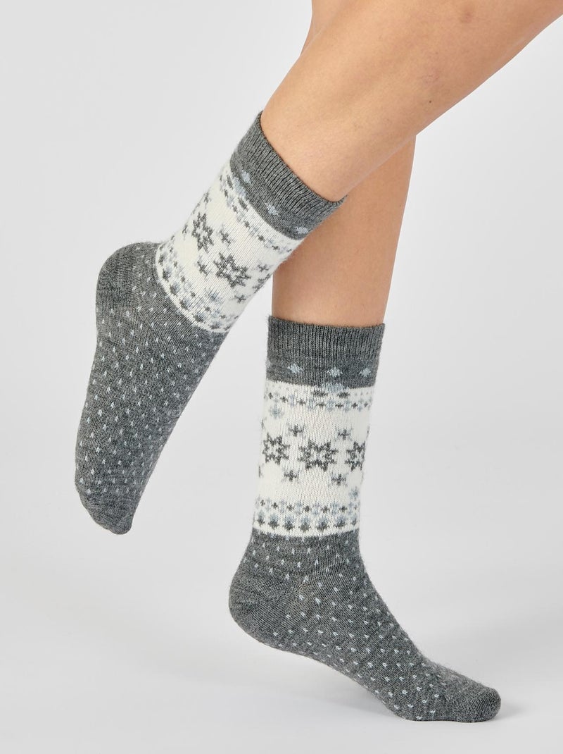 Lot de 2 paires de chaussettes Thermolactyl maille laineuse  - Damart Gris - Kiabi