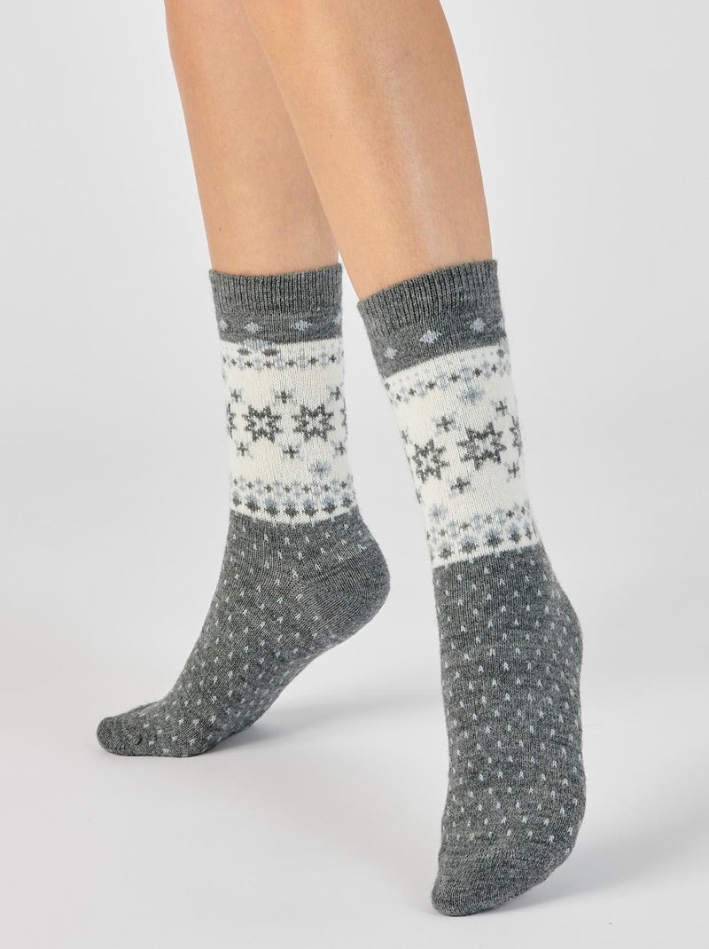 Lot de 2 paires de chaussettes Thermolactyl maille laineuse  - Damart Gris - Kiabi