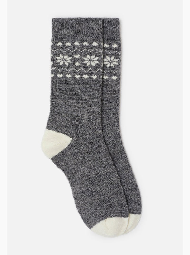 Lot de 2 paires de chaussettes thermolactyl maille laineuse  - damart Gris - Kiabi
