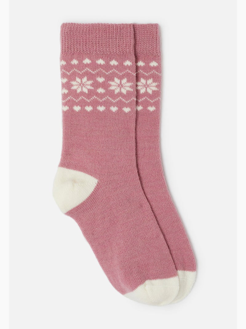 Lot de 2 paires de chaussettes thermolactyl maille laineuse  - damart Rose - Kiabi