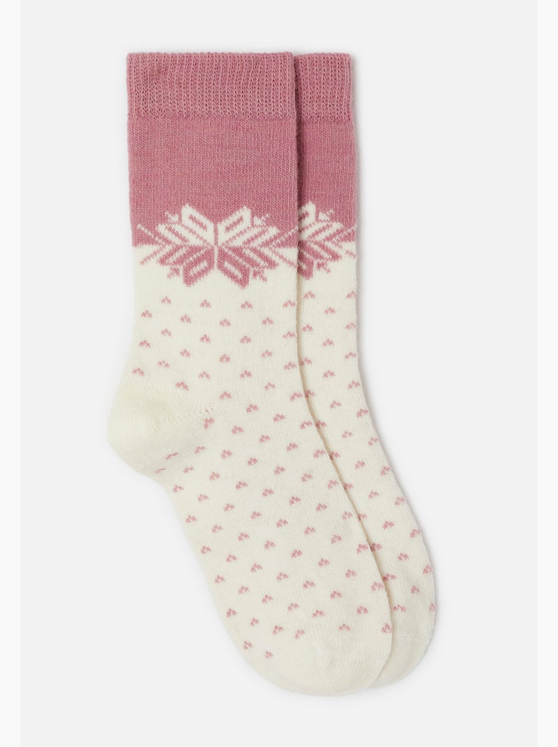 Lot de 2 paires de chaussettes thermolactyl maille laineuse  - damart Rose - Kiabi