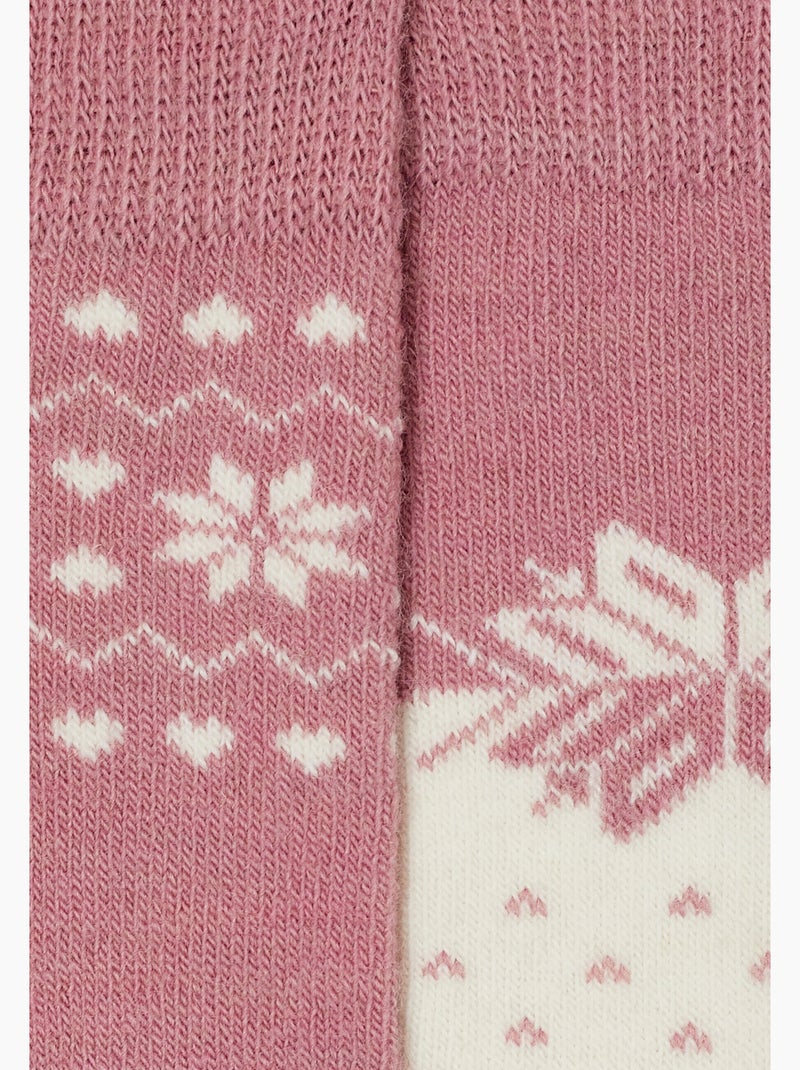 Lot de 2 paires de chaussettes thermolactyl maille laineuse  - damart Rose - Kiabi