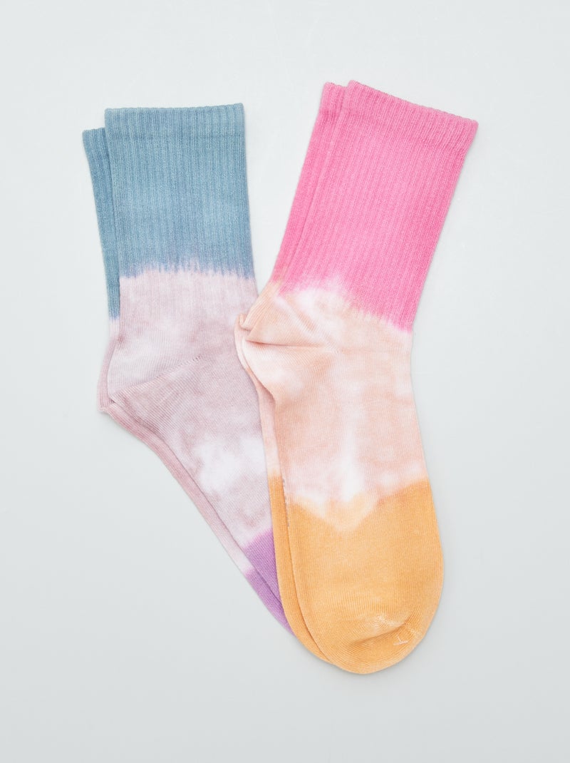 Lot de 2 paires de chaussettes tie and dye Bleu/rose/orange - Kiabi