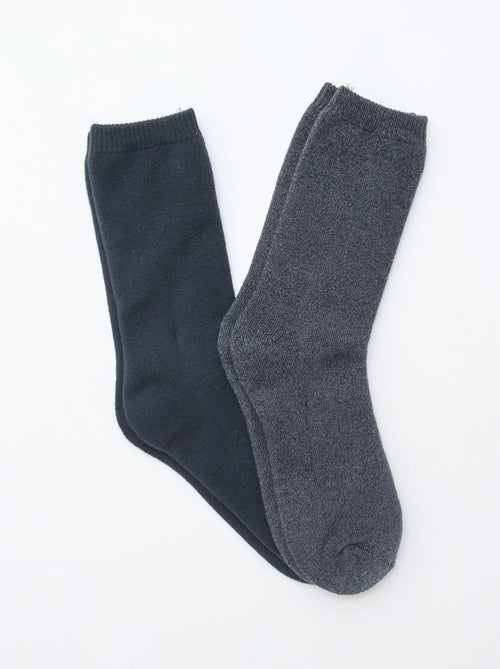 Lot de 2 paires de chaussettes unies - Kiabi