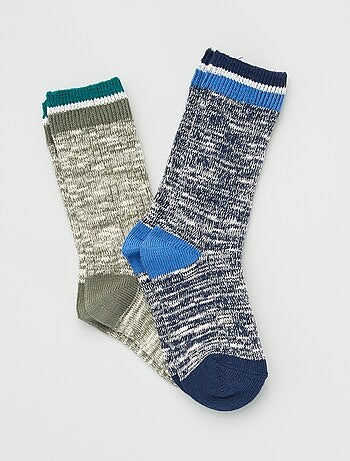 Lot de 3 paires de chaussettes côtelées - Blanche/bleu/rouge/vert