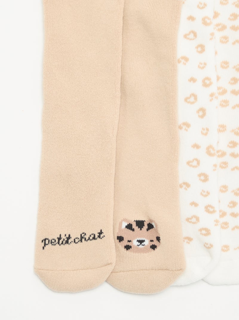 Lot de 2 paires de collants Beige - Kiabi
