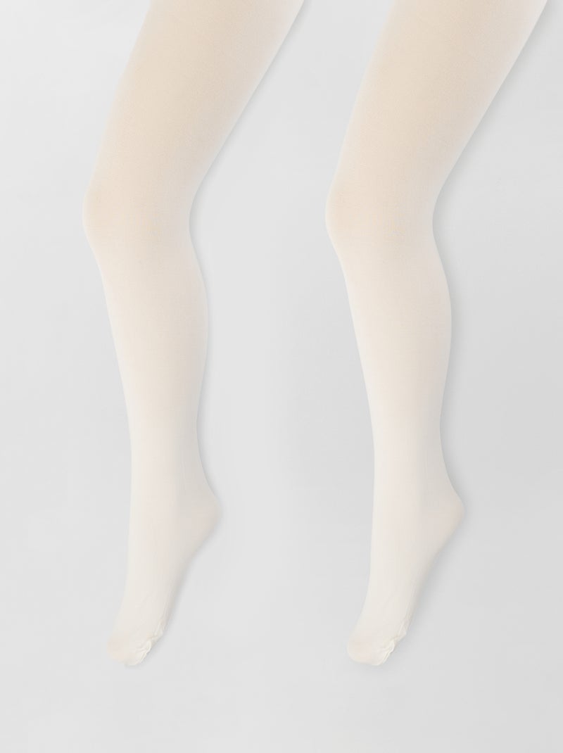 Lot de 2 paires de collants blanc - Kiabi