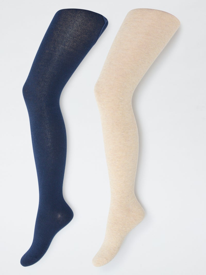 Lot de 2 paires de collants chauds unis Beige - Kiabi