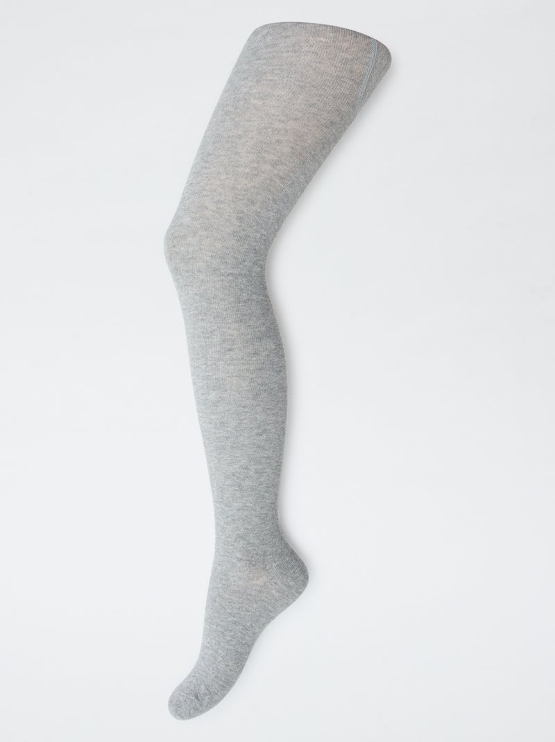 Lot de 2 paires de collants chauds unis Gris - Kiabi