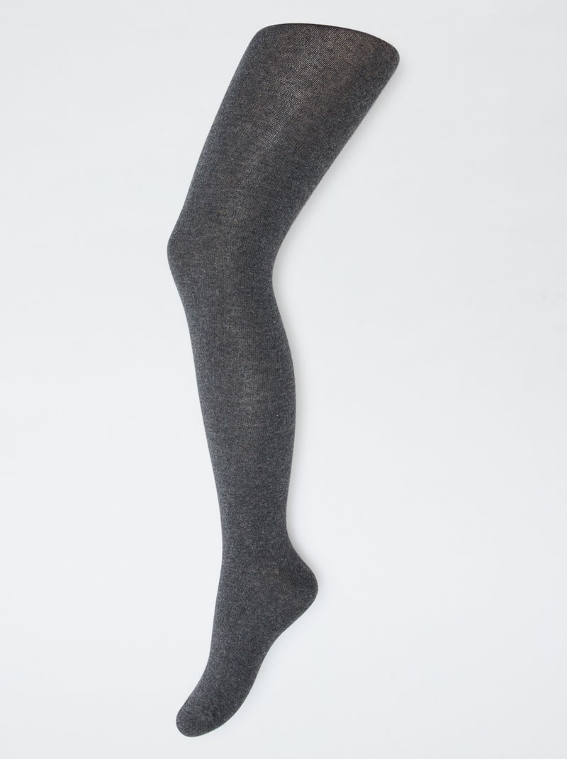 Lot de 2 paires de collants chauds unis Gris - Kiabi