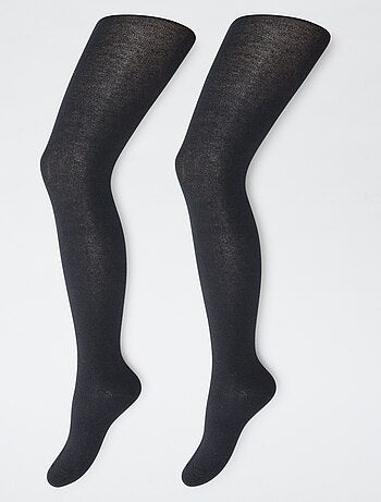 Lot de 2 paires de collants chauds unis