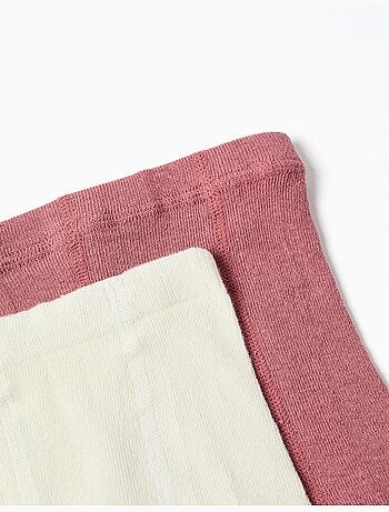 Lot de 2 paires de collants côtelés/jacquard