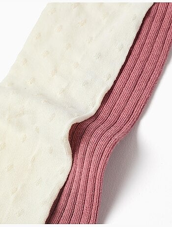Lot de 2 paires de collants côtelés/jacquard