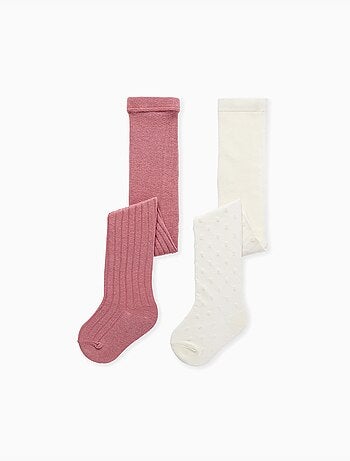 Lot de 2 paires de collants côtelés/jacquard