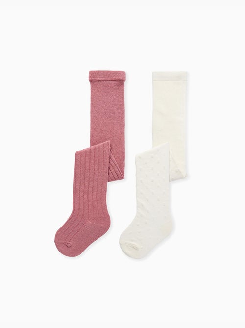 Lot de 2 paires de collants côtelés/jacquard - Kiabi
