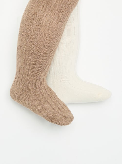 Lot de 2 paires de collants en maille côtelée - Kiabi Lot de 2 paires de collants en maille côtelée - Kiabi