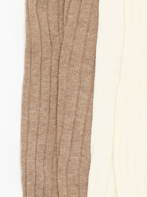 Lot de 2 paires de collants en maille côtelée - Kiabi Lot de 2 paires de collants en maille côtelée - Kiabi