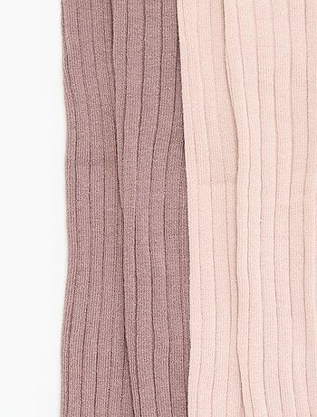 Lot de 2 paires de collants en maille côtelée