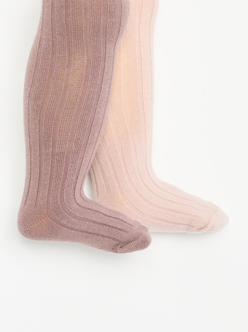 Lot de 2 paires de collants en maille côtelée - Kiabi Lot de 2 paires de collants en maille côtelée - Kiabi