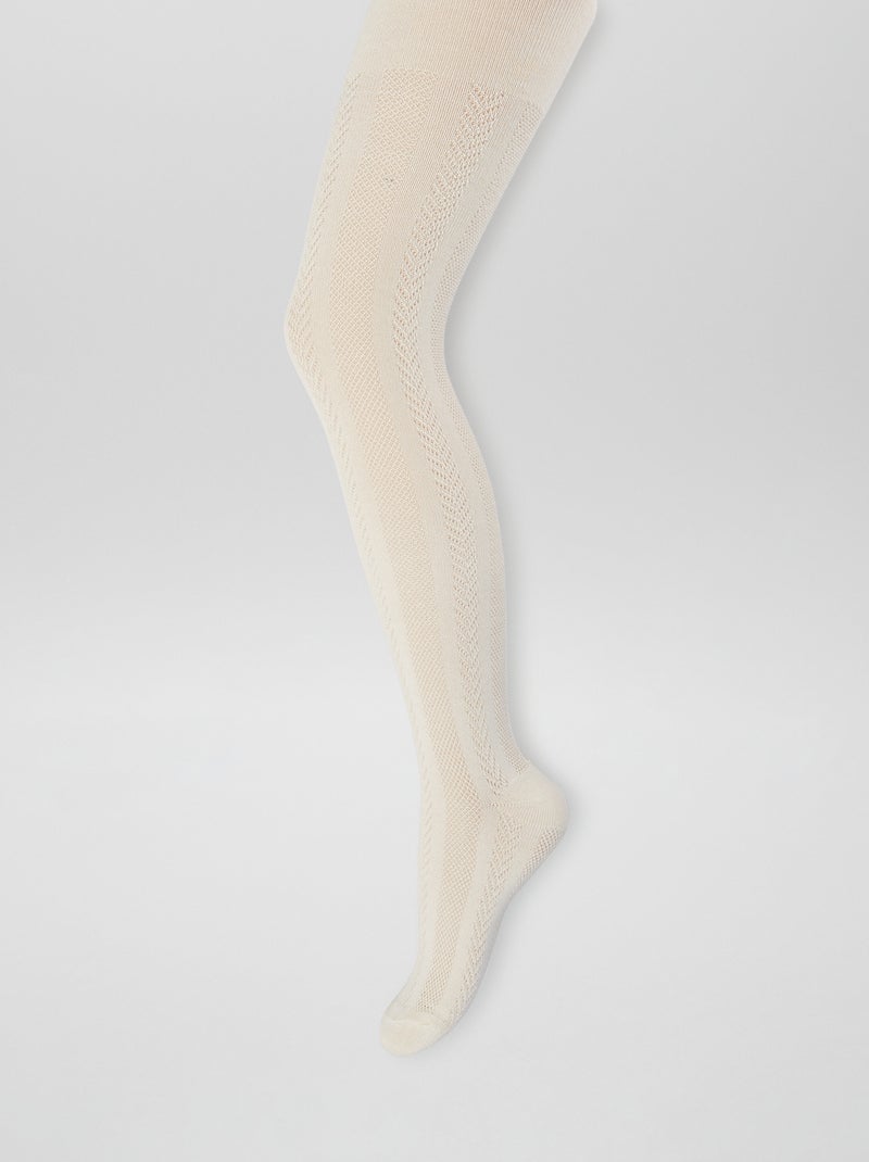 Lot de 2 paires de collants en maille fantaisie Gris/ecru - Kiabi