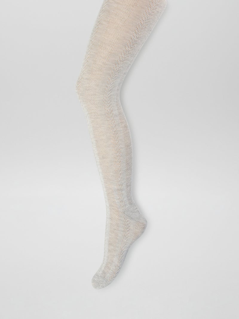 Lot de 2 paires de collants en maille fantaisie Gris/ecru - Kiabi