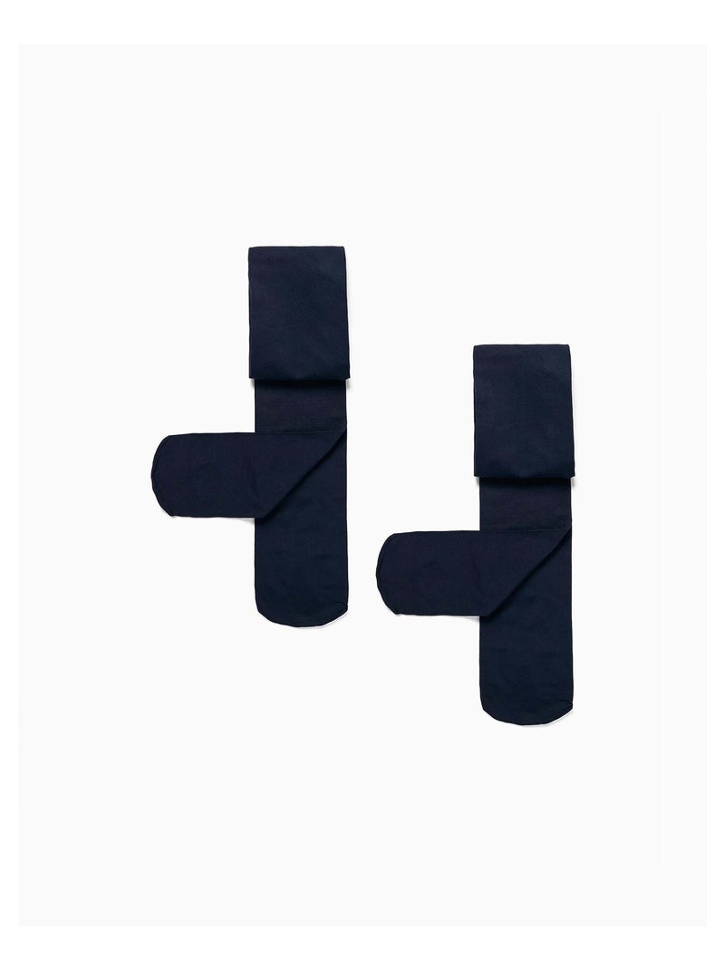 Lot de 2 Paires de Collants en Microfibre 40 Den Bleu foncé - Kiabi