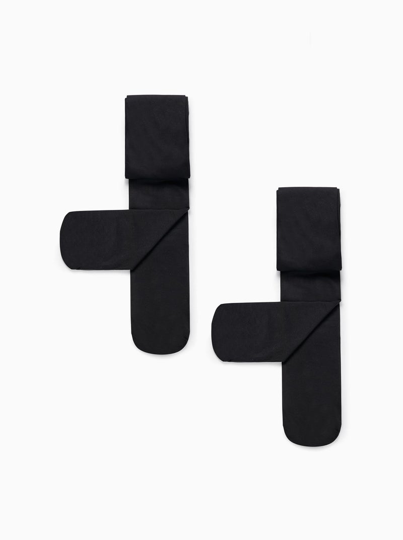 Lot de 2 Paires de Collants en Microfibre 40 Den Noir - Kiabi