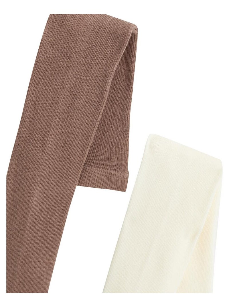 Lot de 2 paires de collants enfant Matcha Marron - Kiabi