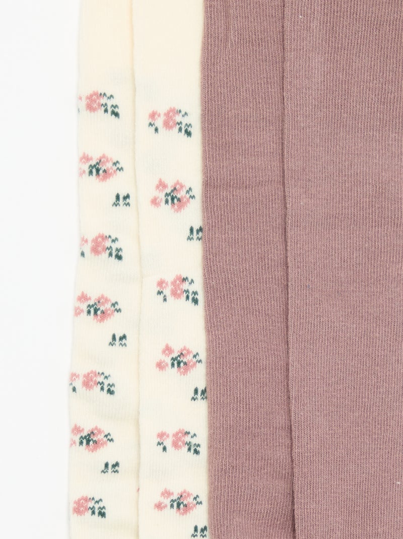 Lot de 2 paires de collants fantaisie Rose - Kiabi