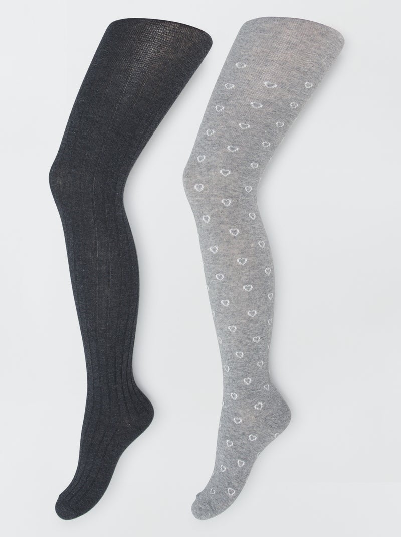 Lot de 2 paires de collants Gris/bleu - Kiabi