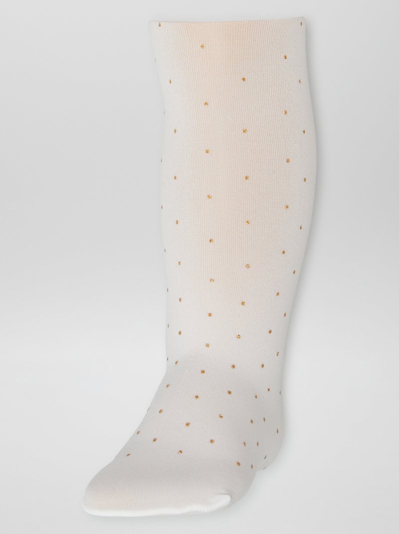 Lot de 2 paires de collants légers fantaisie Blanc - Kiabi