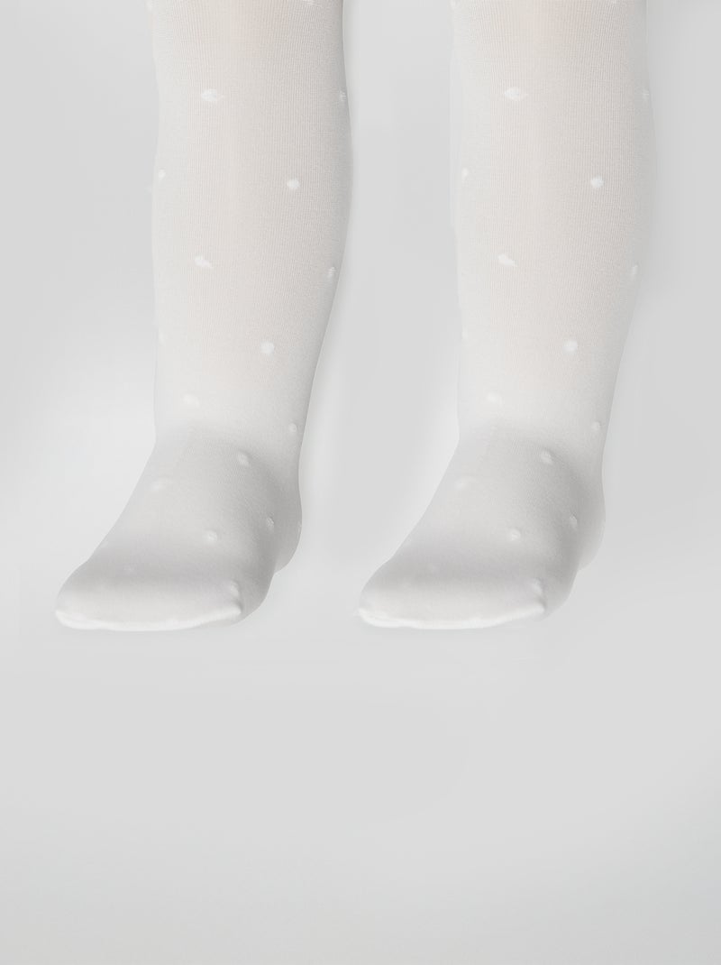 Lot de 2 paires de collants légers fantaisie BLANC - Kiabi