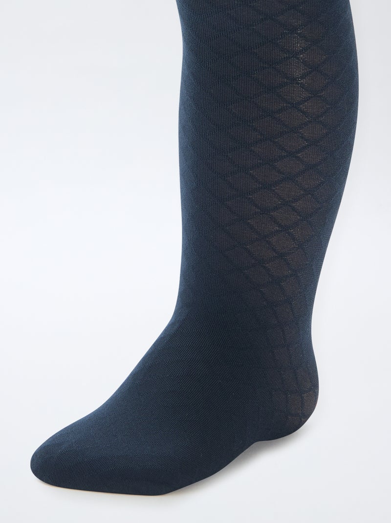 Lot de 2 paires de collants légers fantaisie Marine - Kiabi