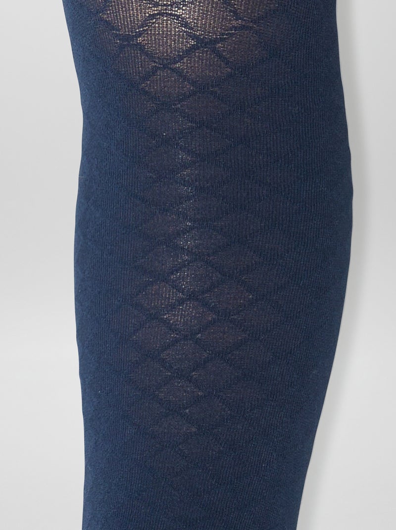 Lot de 2 paires de collants légers fantaisie Marine - Kiabi