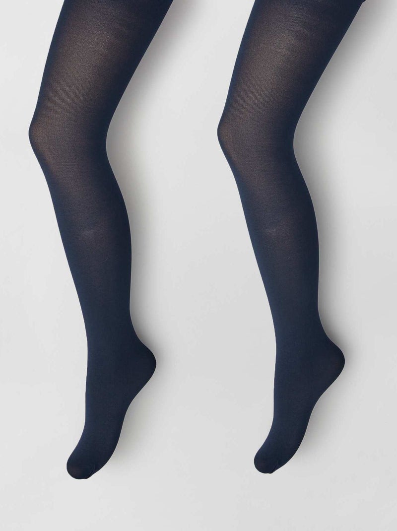Lot de 2 paires de collants légers opaques bleu navy - Kiabi