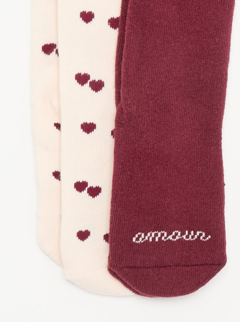 Lot de 2 paires de collants Rouge - Kiabi