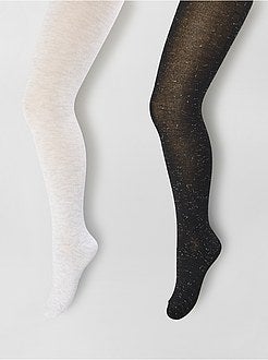 Lot de 3 paires de collants unis et léopard noir marron beige La Redoute Collections | La