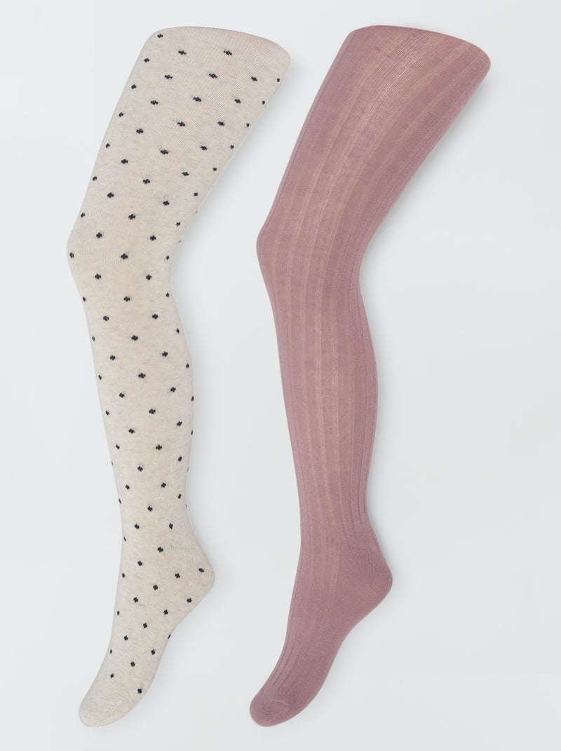Lot de 2 paires de collants Violet/beige - Kiabi