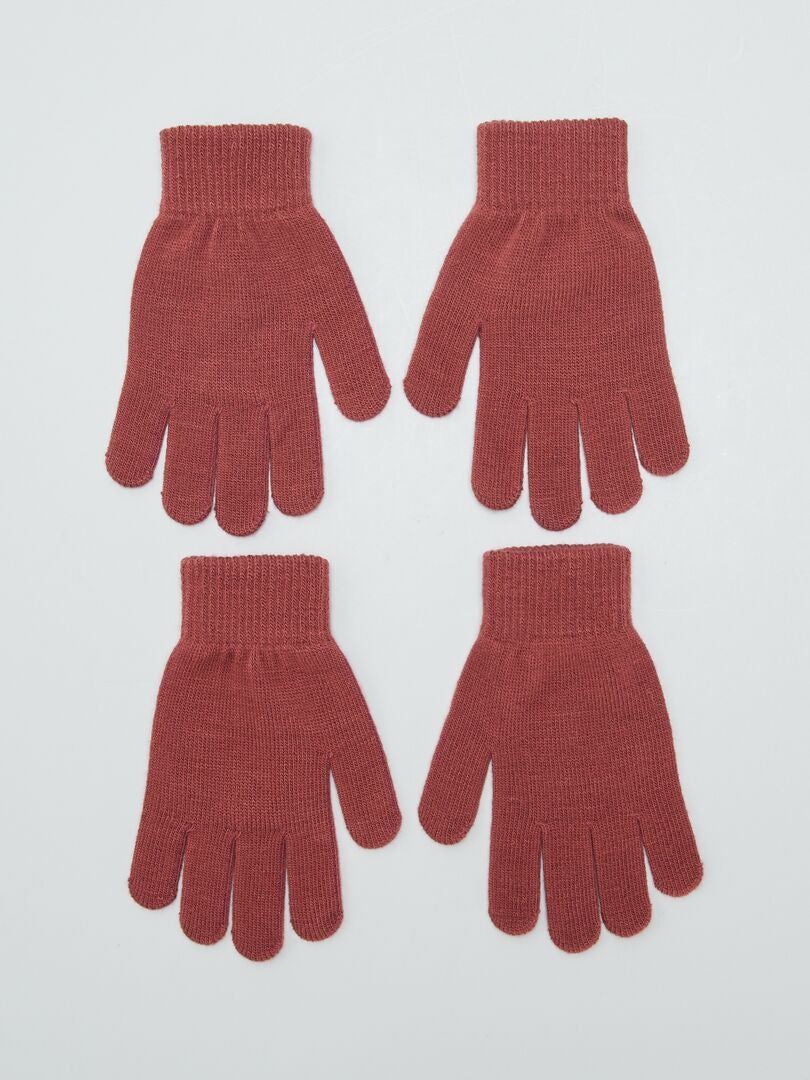 Lot de 2 paires de gants Bordeaux - Kiabi