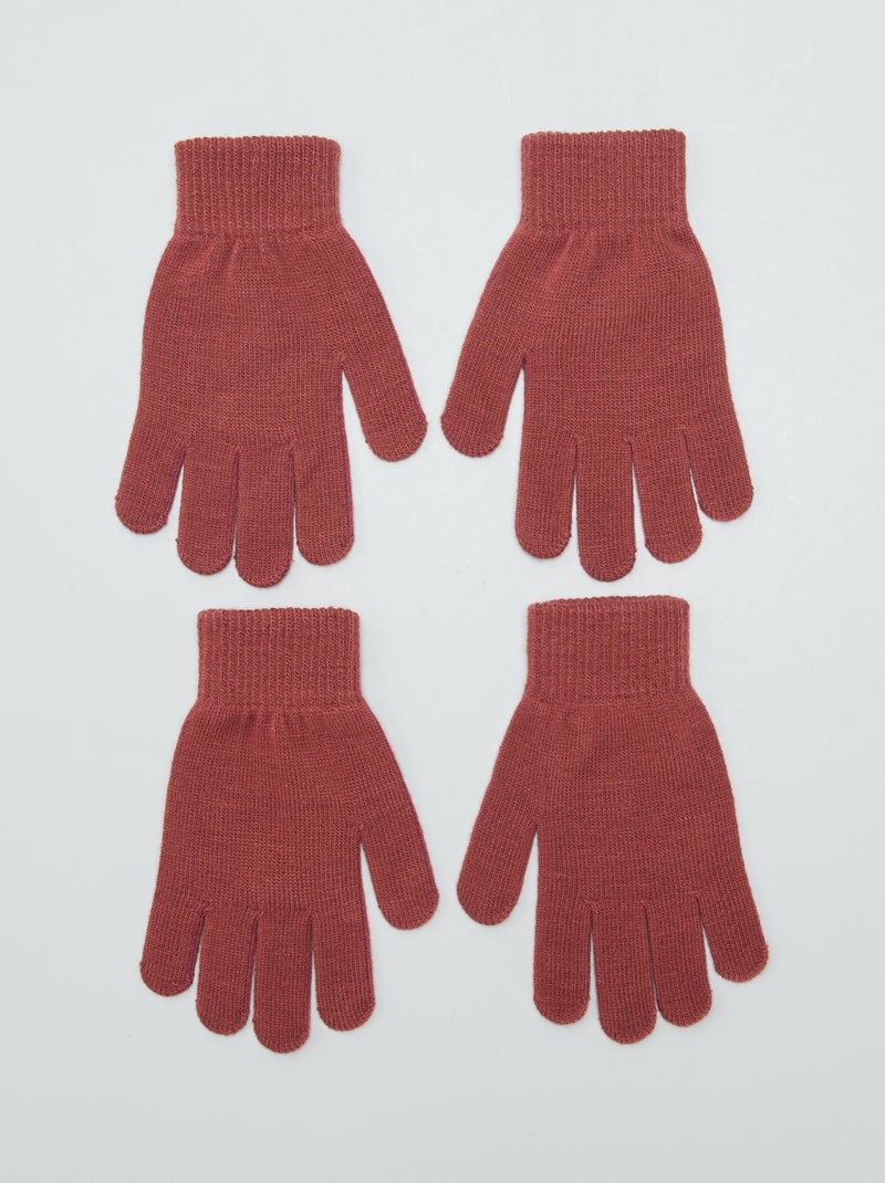 Lot de 2 paires de gants Bordeaux - Kiabi