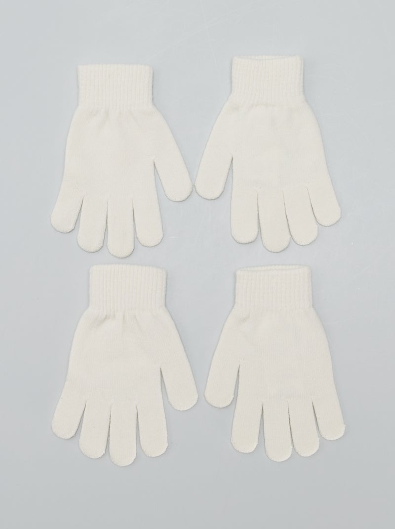 Lot de 2 paires de gants Ecru - Kiabi