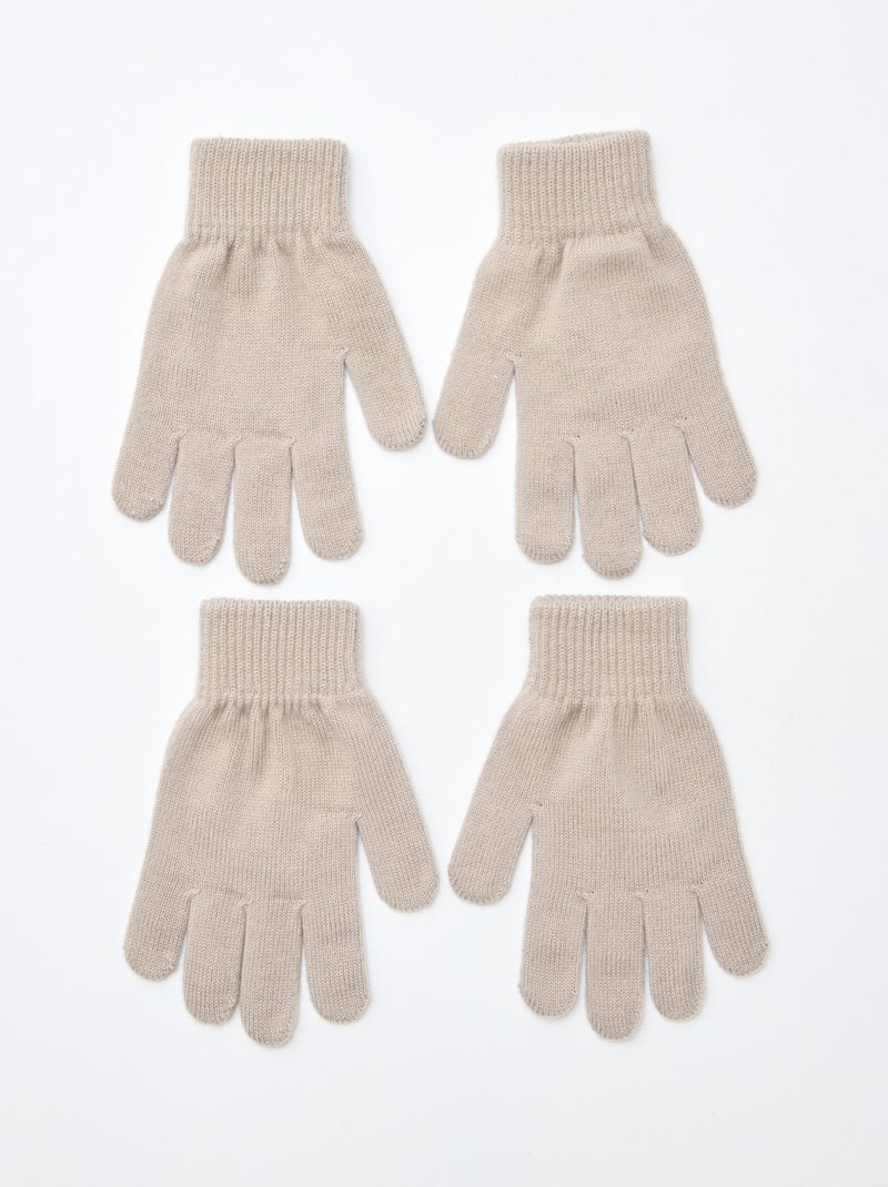 Lot de 2 paires de gants en maille Beige - Kiabi