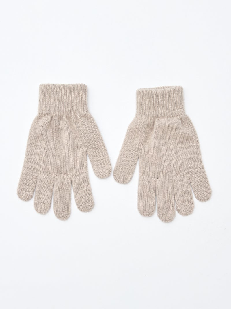 Lot de 2 paires de gants en maille Beige - Kiabi