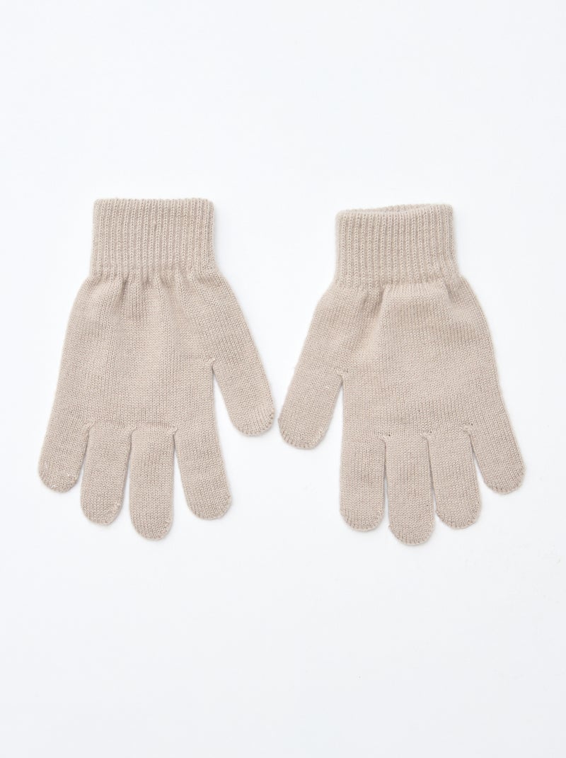 Lot de 2 paires de gants en maille Beige - Kiabi
