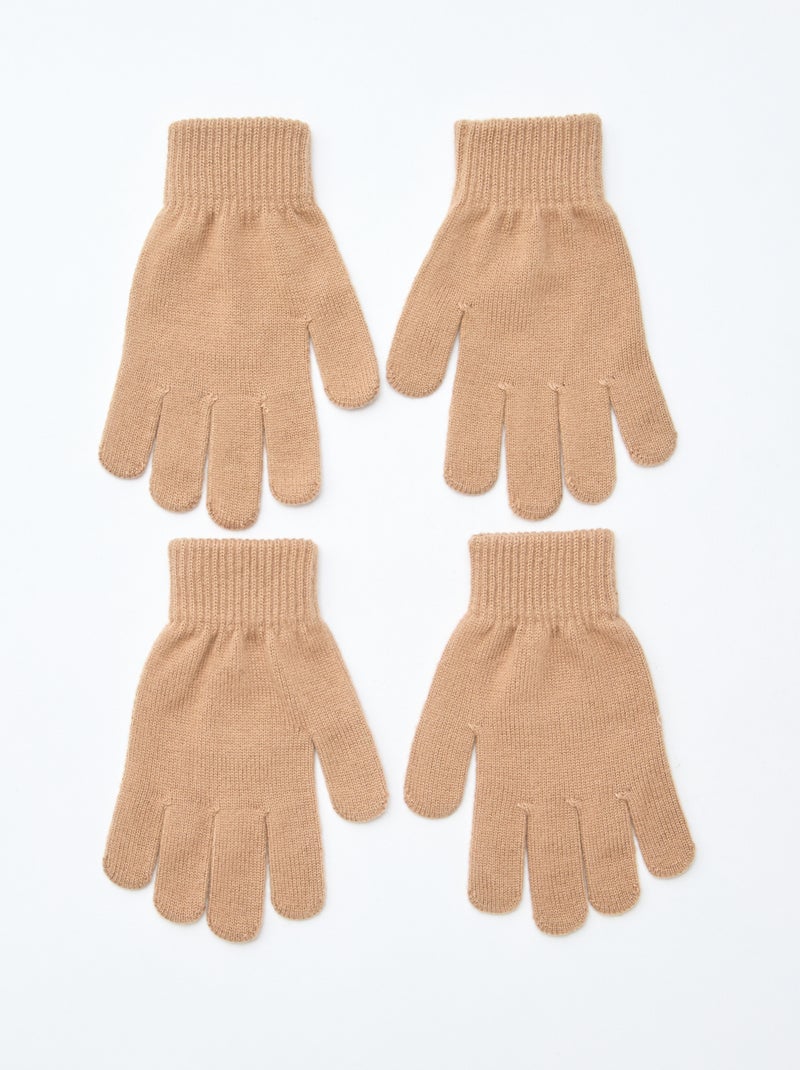 Lot de 2 paires de gants en maille Beige - Kiabi
