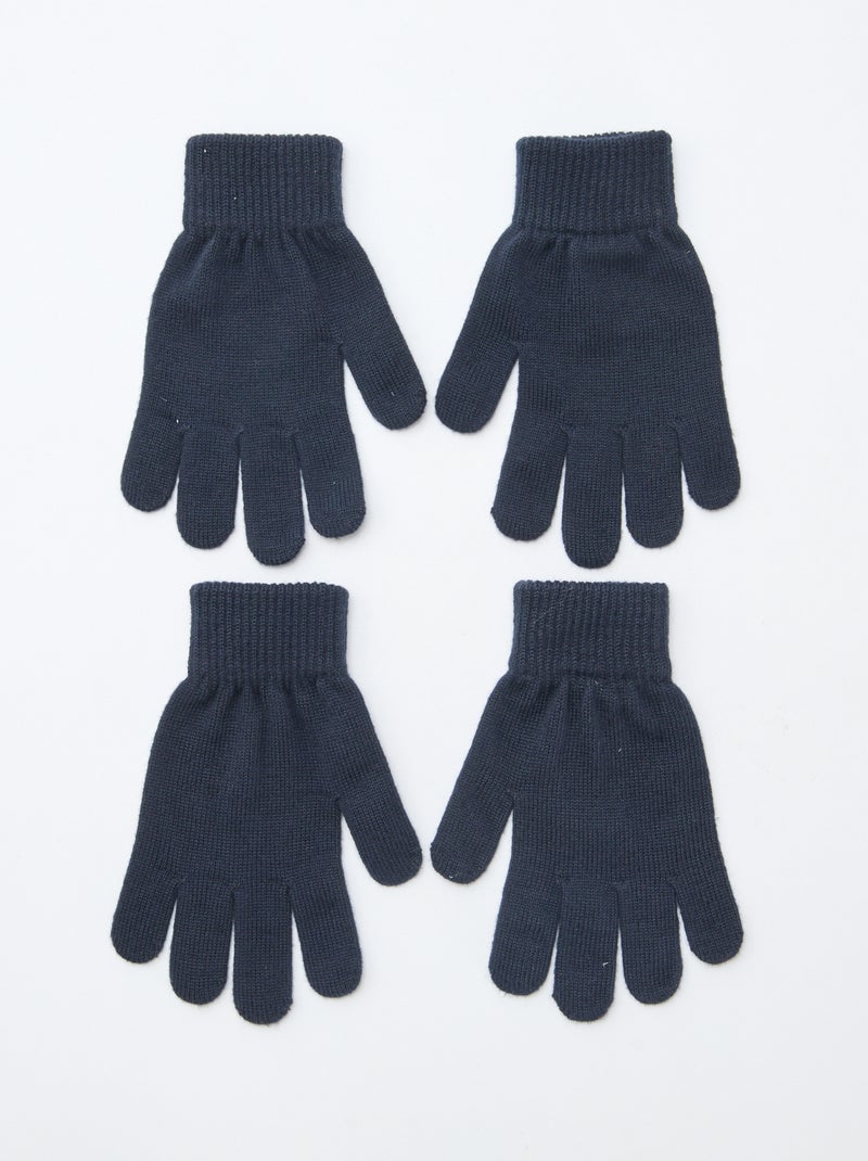 Lot de 2 paires de gants en maille Bleu - Kiabi
