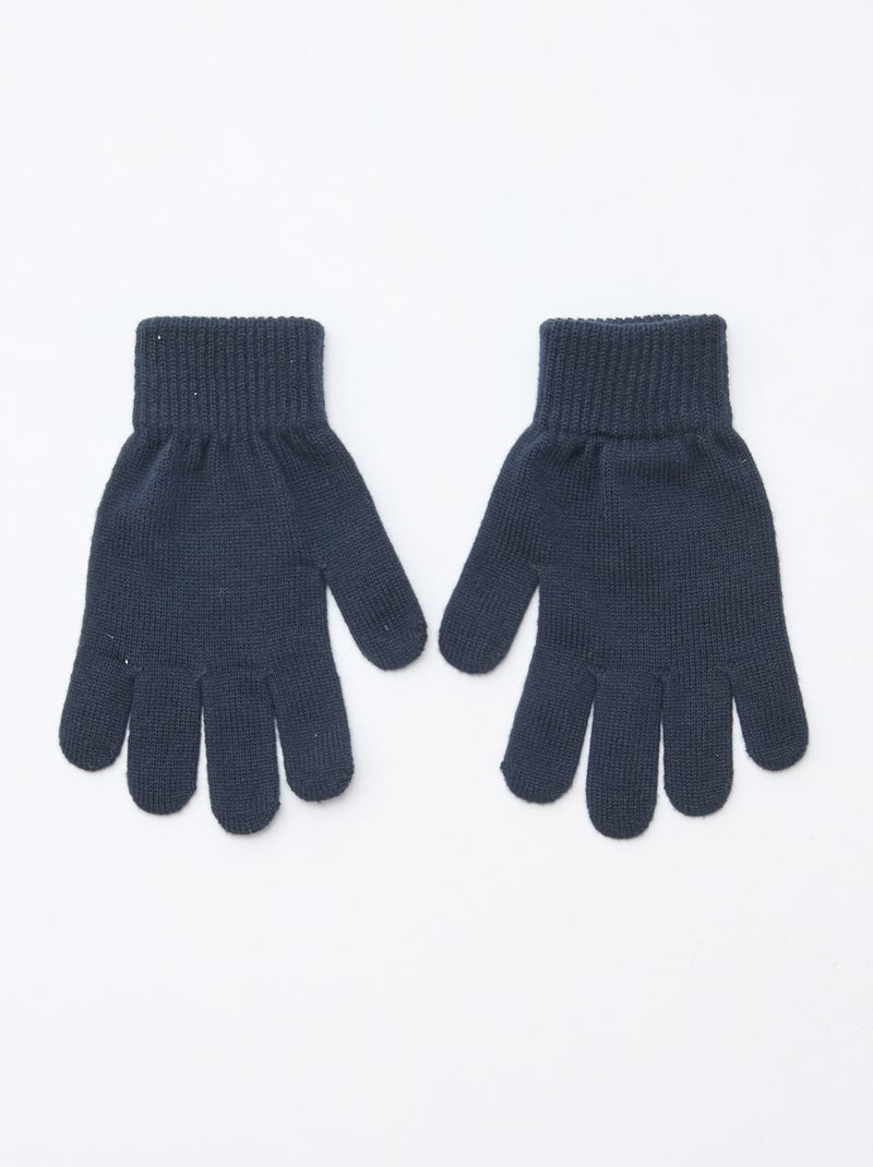 Lot de 2 paires de gants en maille Bleu - Kiabi